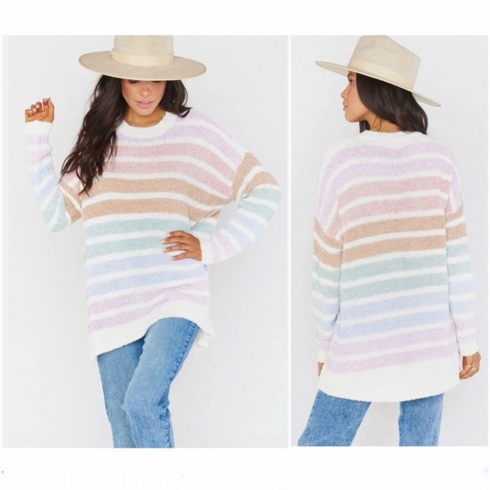 SMYM Flurry Powder Stripe Knit Sweater L